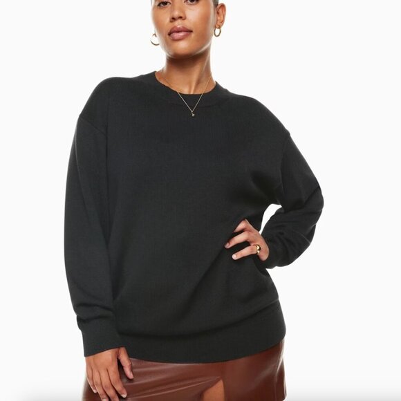 Aritzia Wilfred Merino Wool Endless Crew Neck Sweater Black Size Small - Picture 2 of 10